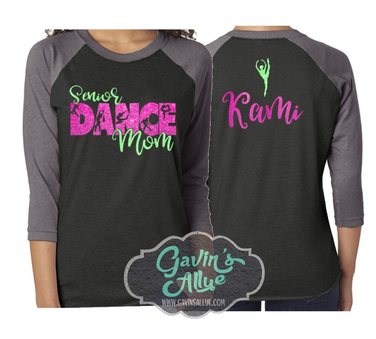 Glitter Hip Hop Dance Mom 3/4 Sleeve Baseball Shirt