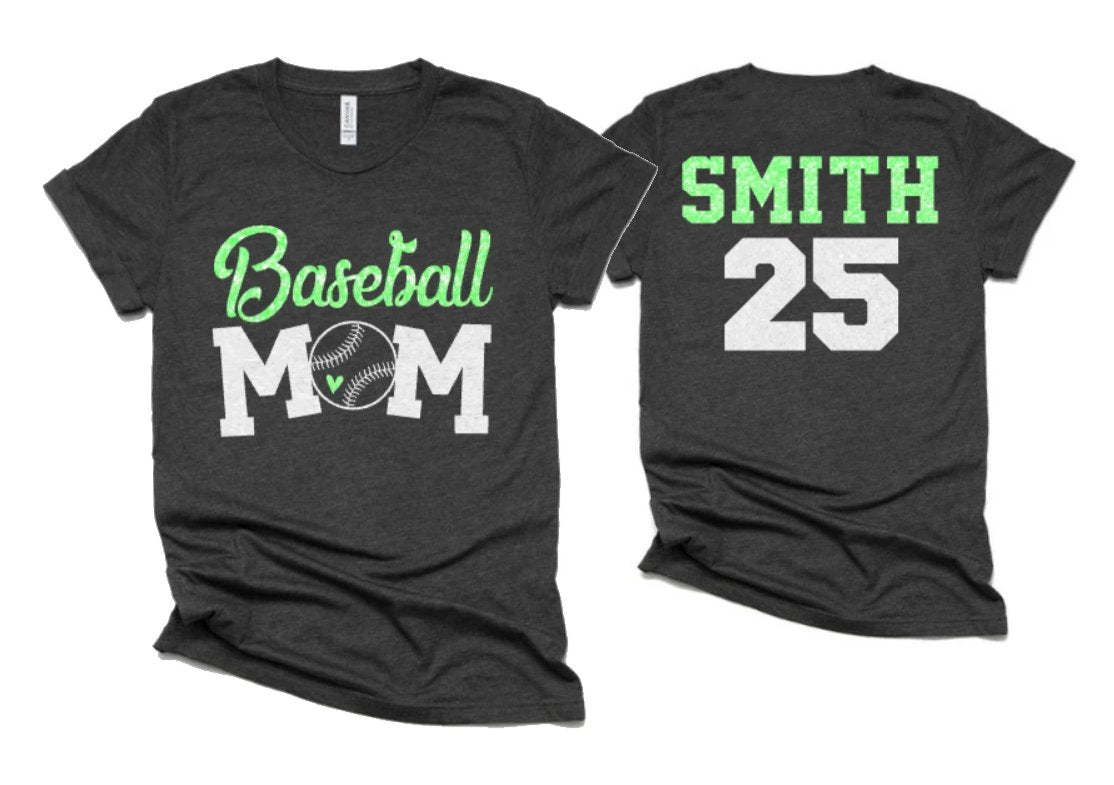 Custom Baseball Team and Player Number Sweatshirt for Mom
