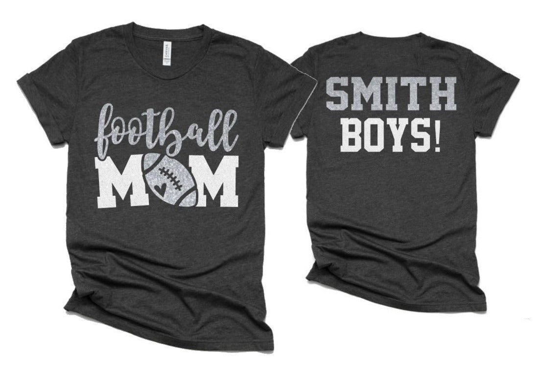 Glitter Football Mom Shirt, Football Shirts