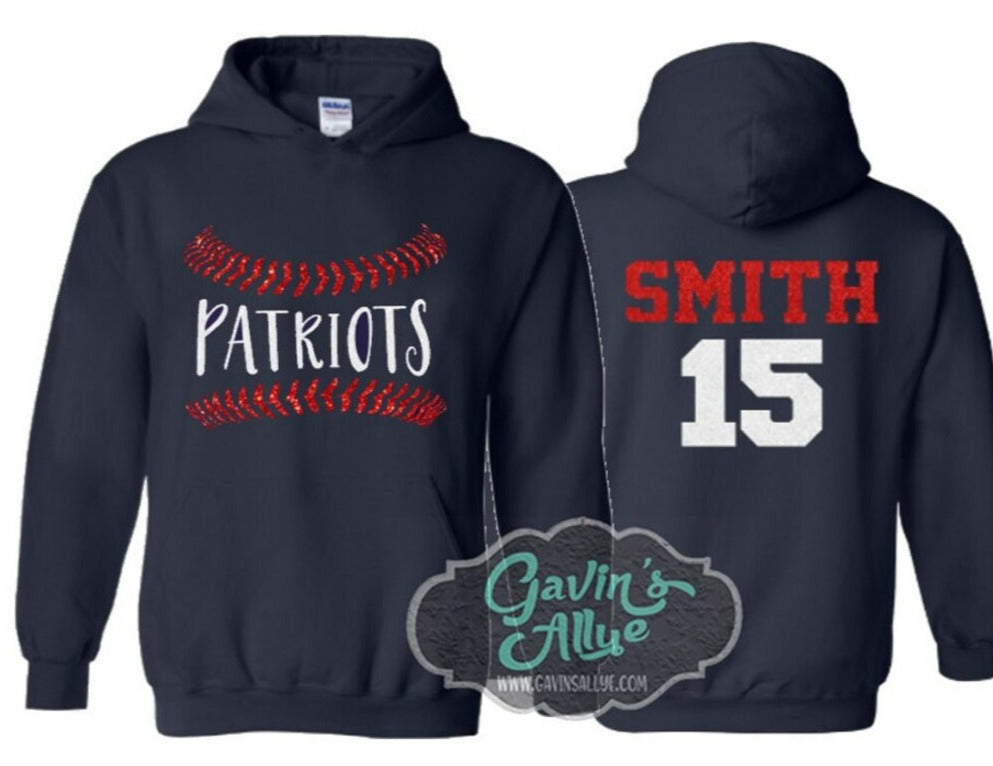 Baseball Hoodie | Customize with your Team & Colors | Adult or Youth Sizes