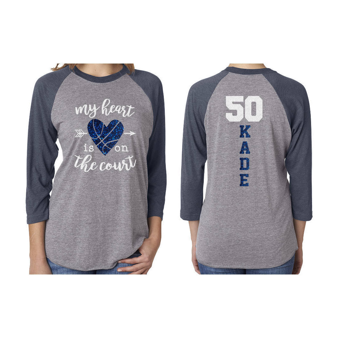 Glitter Basketball Heart Shirt, Basketball Tshirts