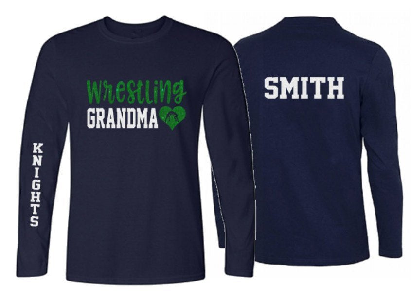 Glitter Wrestling Grandma Shirt | Long Sleeve Shirt | Customize with your  Team & Colors MiMi, Nana, NauNee, etc.