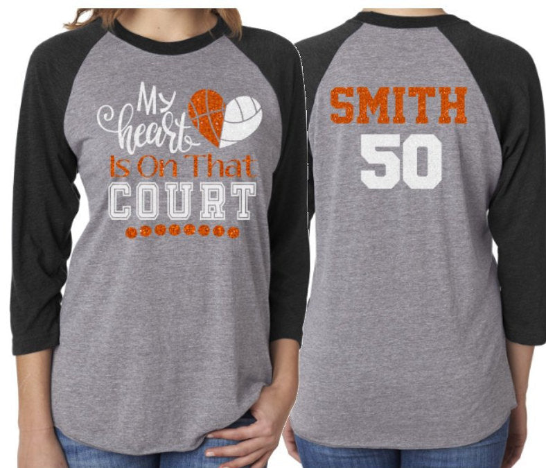 Glitter Basketball Heart Shirt, Basketball Tshirts