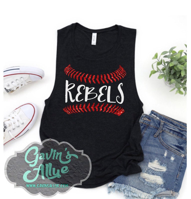 Shirt Traveler SC Baseball Mom Heart Tank Grey / XS / Glitter