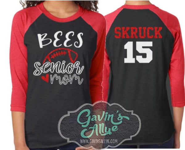 Glitter Senior Baseball Mom Shirt 3/4 Sleeve Shirt -  Denmark