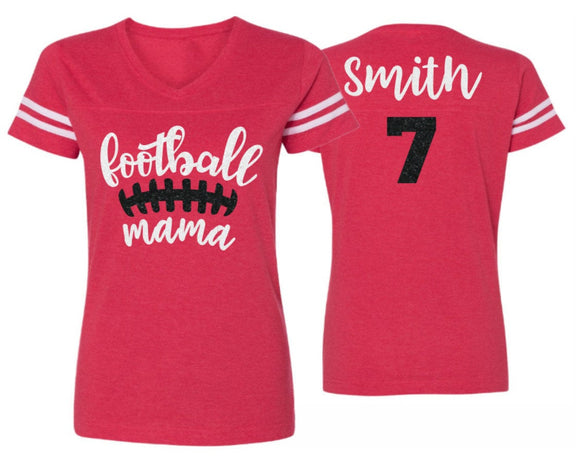 Gold & Red or Customize Colors Team Name Glitter Women's Football Jersey  Shirt